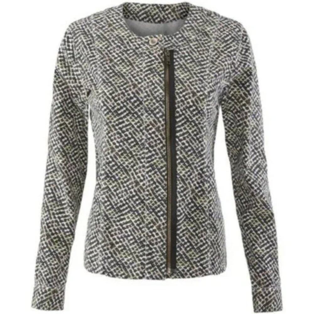 CAbi Multicolored Cliffside Moto Jacket Asymmetrical Small